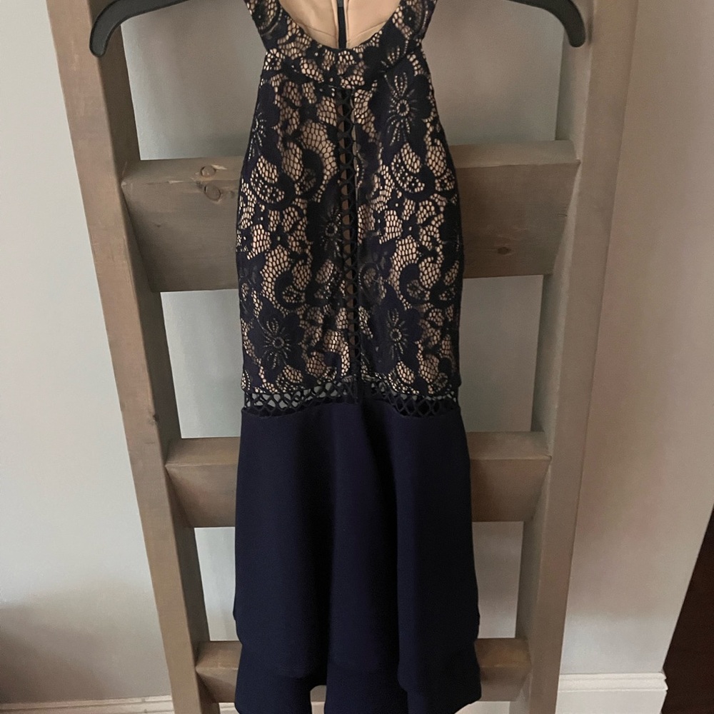 Elegant Navy and Lace Dress